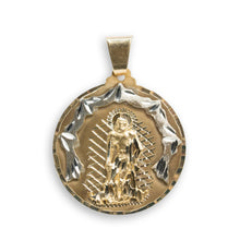  Saint Lazarus Circular Pendant - 14k Solid Gold| GOLDZENN- Showing the pendant's full detail.