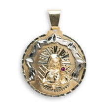  Saint Barbara Circular Pendant - 14k Solid Gold| GOLDZENN- Full detail of the pendant.