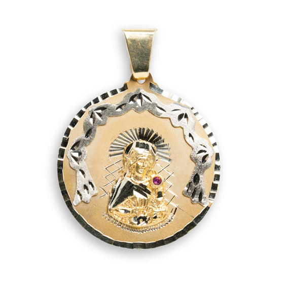 Saint Barbara Circular Pendant - 14k Solid Gold
