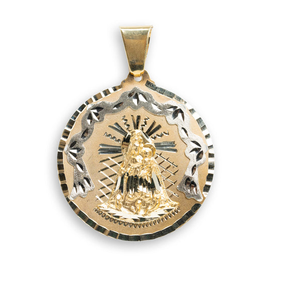 Our Lady of Charity / Caridad del Cobre Circular Pendant - 14k Solid Gold