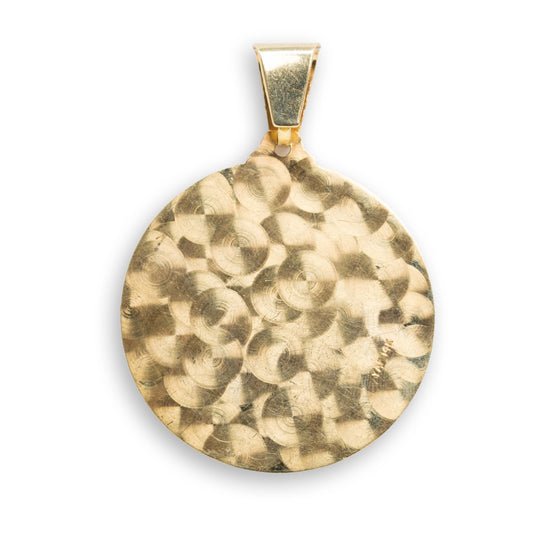 Our Lady of Charity Pendant - 14k Solid Gold| GOLDZENN- Showing the back detail of the pendant.