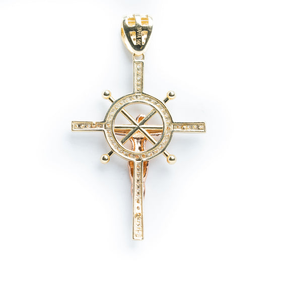 Crucifix Cross Pendant - 14k Gold| GOLDZENN- Showing the back detail of the Pendant.