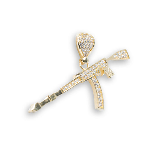 AK47 Pendant - 14k Gold| GOLDZENN- Showing the pendant's full detail.