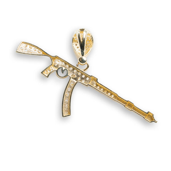 AK47 Pendant - 14k Gold| GOLDZENN- Showing the back detail of the pendant.