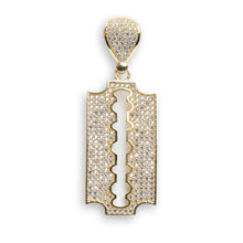  Razor Blade Pendant - 14k Gold| GOLDZENN- Full detail of the pendant.