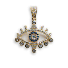  Eye with CZ Pendant - 14k Gold| GOLDZENN- Showing the pendant's full detail.