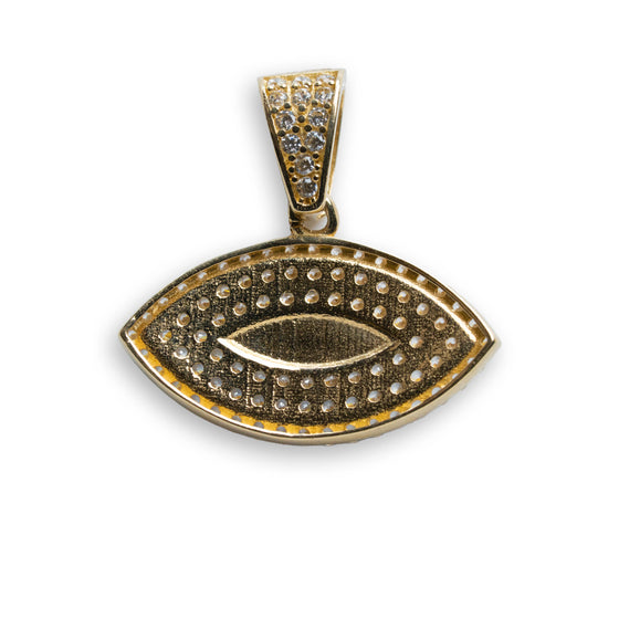 Blue Eye with CZ Pendant - 14k Gold| GOLDZENN- Showing the back detail of the pendant.