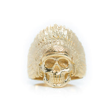  Native Skull Men's Ring - 14k Gold| GOLDZENN(Ring details.)