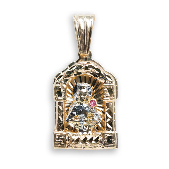 St. Barbara Gold Pendant - 10k Solid Gold| GOLDZENN- Full detail of the pendant.