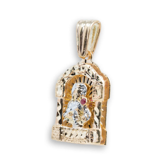 St. Barbara Gold Pendant - 10k Solid Gold| GOLDZENN- Showing the other side view detail of the pendant.