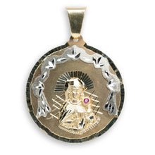  Saint Barbara Round Ornamental Pendant - 10k Solid Gold| GOLDZENN- Showing the pendant's full detail.