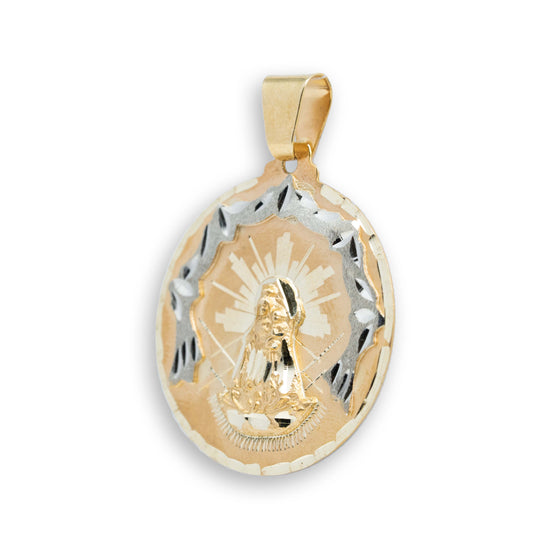 Caridad del Cobre 10k Gold Pendant - GOLDZENN| Showing the other side view detail of the pendant.