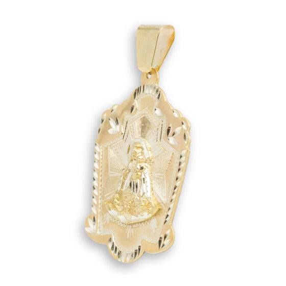 Lady Charity / Caridad del Cobre Ornamental Pendant - 10k Solid Gold- Showing the other side view detail of the pendant.