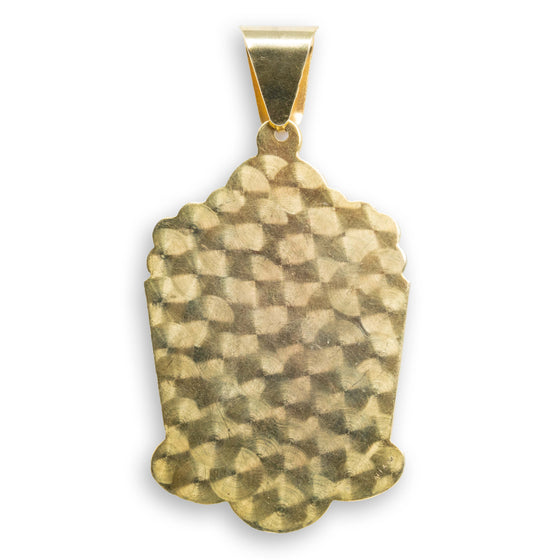Lady Charity / Caridad del Cobre Ornamental Pendant - 10k Solid Gold- Showing the back detail of the pendant.