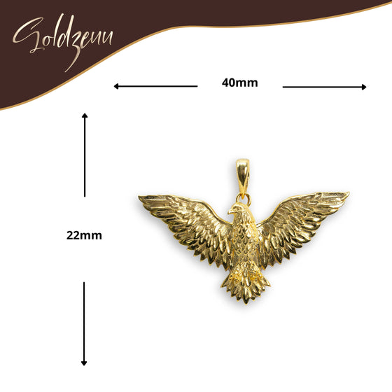 Eagle Pendant - 14k Solid Gold| GOLDZENN- Showing the pendant's dimension.