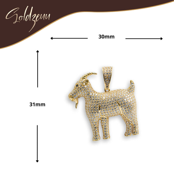 Goat Animal Pendant - 14k Gold| GOLDZENN- Showing the pendant's dimension.