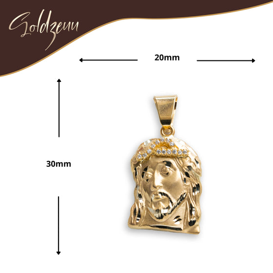 Jesus Christ Pendant - 14k Solid Gold| GOLDZENN- Showing the pendant's dimension.