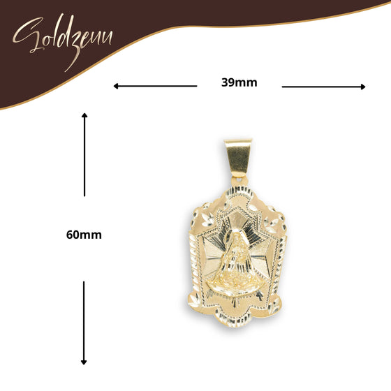 Lady Charity / Caridad del Cobre Ornamental Pendant - 10k Solid Gold- Showing the pendant's dimension.