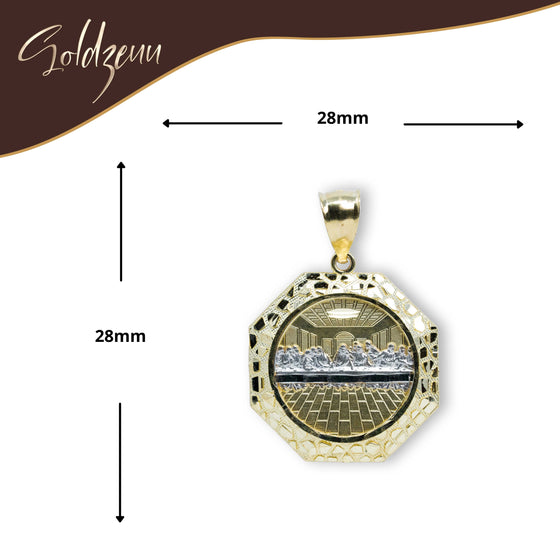 Last Super Framed Pendant - 10k Gold| GOLDZENN- Showing the pendant's dimension.