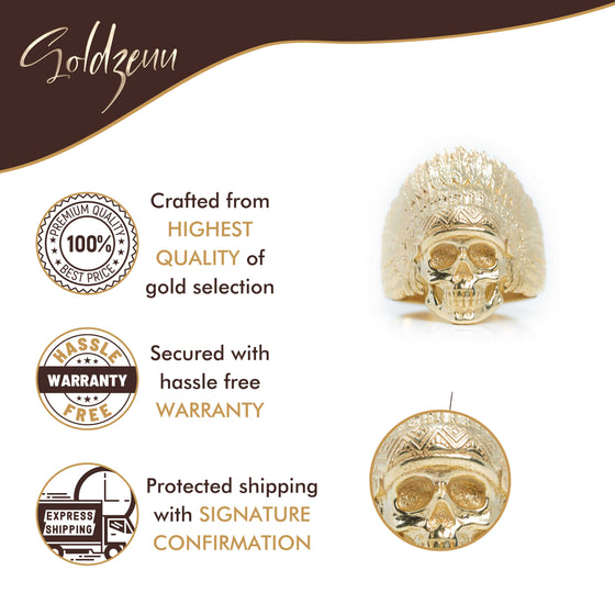 Native Skull Men's Ring - 14k Gold| GOLDZENN(Features of the ring.)