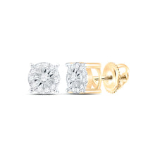  1/5CTW Round Diamond Halo Stud Earrings - 10K Yellow Gold
