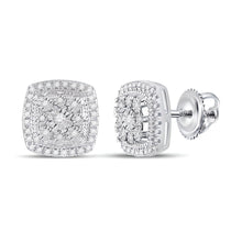  1/5CTW Round Diamond Fashion Halo Stud Earrings - 10K White Gold