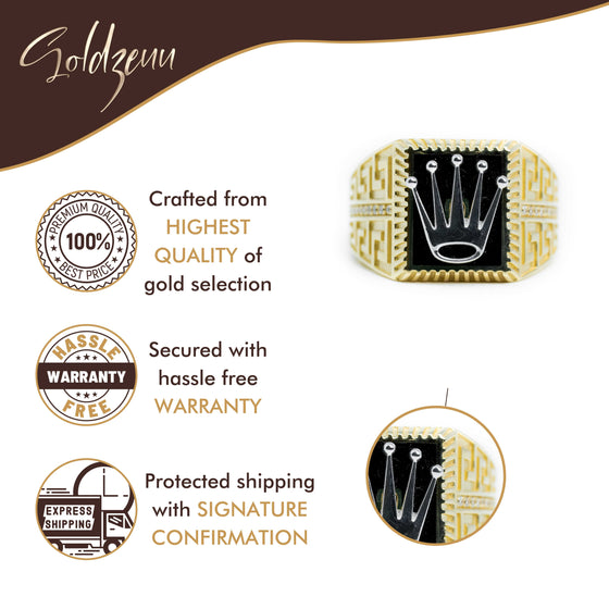 Men's Crown Ring - 10k Gold| GOLDZENN(Warranty details of the ring.)