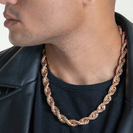 6mm - 12mm Solid Diamond Cut Rope Chains Rose Gold