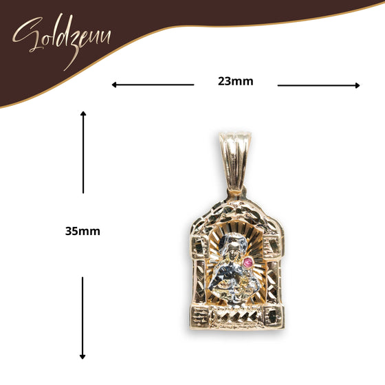 St. Barbara Gold Pendant - 10k Solid Gold| GOLDZENN- Showing the pendant's dimension.