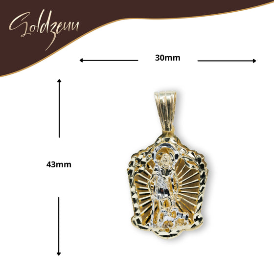 10k Gold - Saint Lazarus Medium Pendant| GOLDZENN- Showing the pendant's dimension.