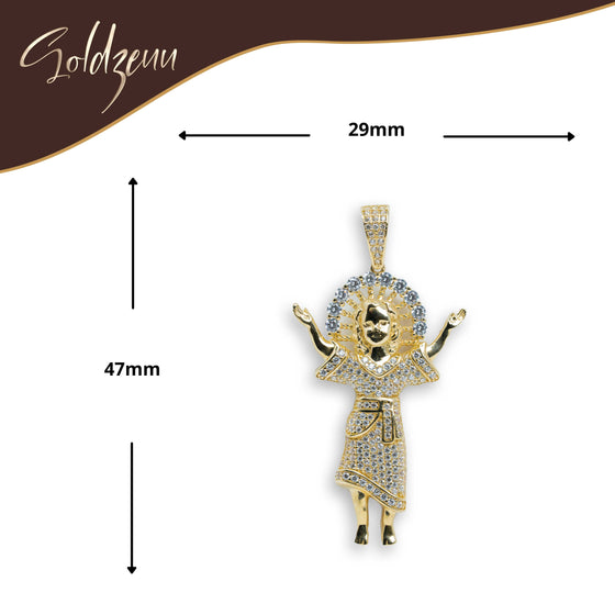 Divino Nino Baby Jesus CZ Pendant - 10k Gold| GOLDZENN-Showing the pendant's dimension.