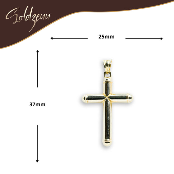 Plain Cross Pendant - 10k Gold| GOLDZENN- Showing the pendant's dimension.