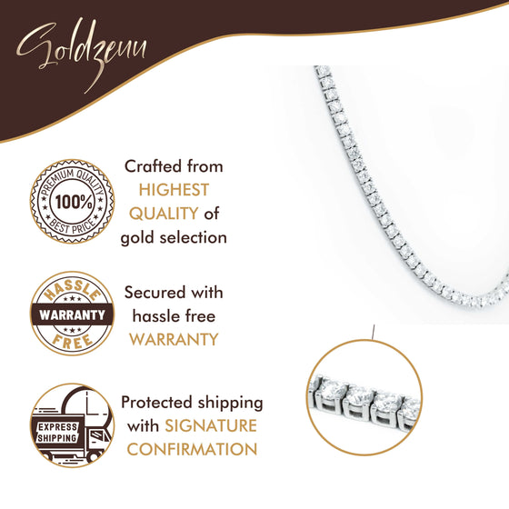 Moissanite Tennis Chain- 3mm - Solid White Gold| GOLDZENN Feature details of the chain.