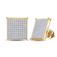  1/5CTW Diamond Micro Pave Square Earrings - 10K Yellow Gold