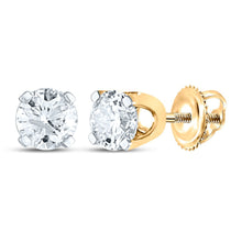  3/4CTW Round Diamond Solitaire Stud Earrings - 14K Yellow Gold