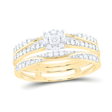  1/2CTW Round Diamond 3 Piece Bridal Wedding Engagement Ring Set- 10K Yellow Gold