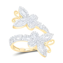  1CTW Diamond Butterfly Ladies Cuff Fashion Ring - 10K Yellow Gold