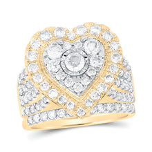  2CTW Round Diamond Heart Bridal Engagement Ring Set- 10K Yellow Gold