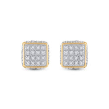  1/4CTW Diamond Fashion Micro Pave Square Earrings - 10K Yellow Gold