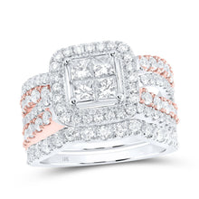  2-3/4CTW Princess Diamond Bridal Wedding Engagement Ring- 10K Two Tone Gold