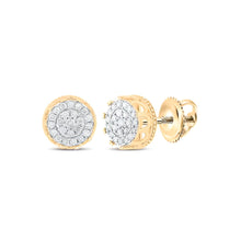  1/2CTW Round Diamond Cluster Stud Earrings - 10K Yellow Gold