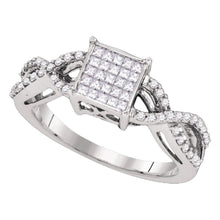  1/2CTW Princess Diamond Square Cluster Bridal Wedding Engagement Ring Invisible Set- 10K White Gold