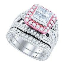  2-7/8CTW Princess Diamond Bridal Wedding Engagement Ring- 14K Two Tone Gold