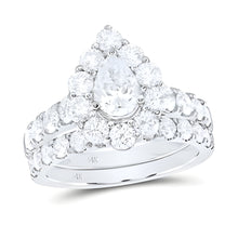  3CTW Diamond with 3/4CTW C-Pear Bridal Set 1 Halo Wedding Engagement Ring Set- 14K White Gold