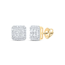  5/8CTW Round Diamond Square Earrings - 10K Yellow Gold