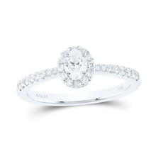  1/2CTW Oval Diamond Halo Bridal Wedding Engagement Ring- 14K White Gold