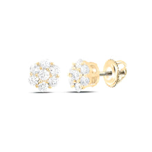 1/3CTW Round Diamond Flower Cluster  Earrings - 10K Yellow Gold