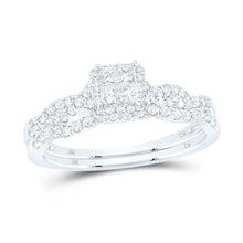  1/2CTW Princess Diamond Bridal Engagement Wedding Ring Invisible Set- 10K White Gold