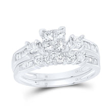  7/8CTW Princess Diamond Bridal Engagement Wedding Ring Set- 10K White Gold