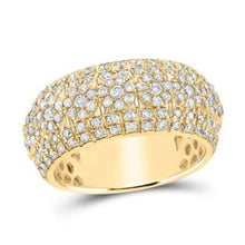  2-1/4CTW Round Diamond Luxury Lined Cluster Band Men's Ring- 14k Yellow Gold